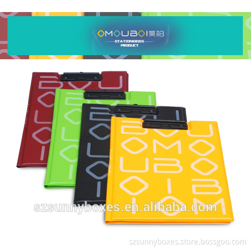 Vertical Design Colorful Leather Menu File Clip Pocket Folder